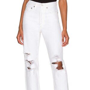 AGOLDE 90s Mid Rise Loose Fit White Ripped Jeans - BRAND NEW NEVER WORN